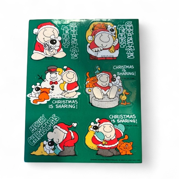Vintage 90s Ziggy Christmas Is Sharing Stickers Orange Cat American Greetings - Picture 2 of 4